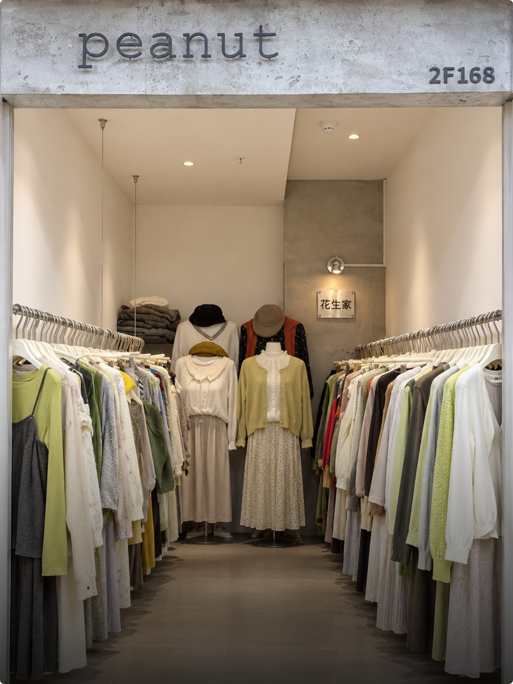 Peanut花生家档口门店与服装陈列